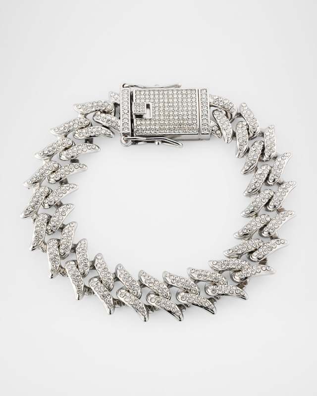 Crystal Herringbone Link Chain Bracelet